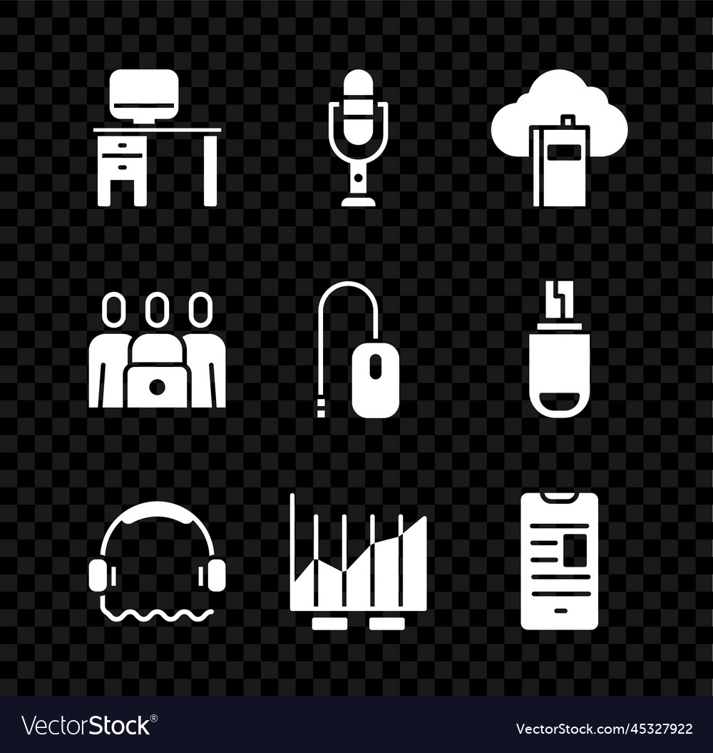 Set computer monitor and desk microphone cloud Vector Image Set computer monitor and desk microphone cloud