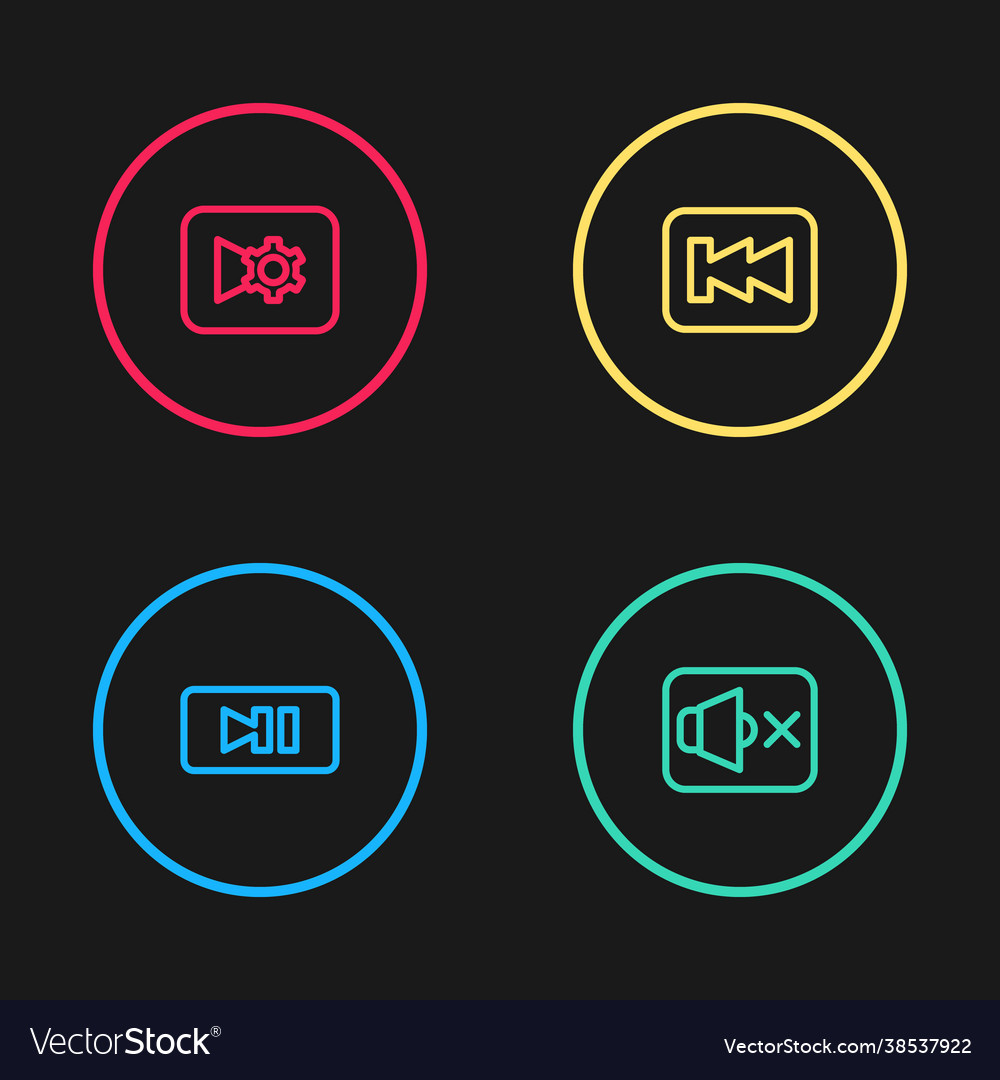 Set line pause button speaker mute rewind vector image Set line pause button speaker mute rewind