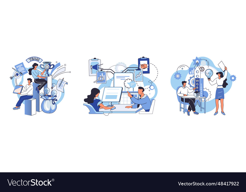 Team solving complex problems teamwork Vector Image Team solving complex problems teamwork