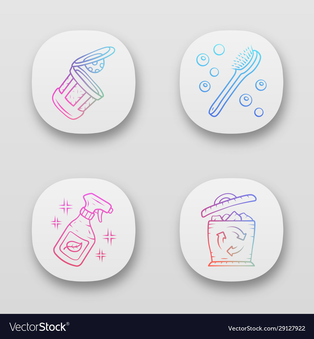 Zero waste swaps handmade app icons set vector image Zero waste swaps handmade app icons set