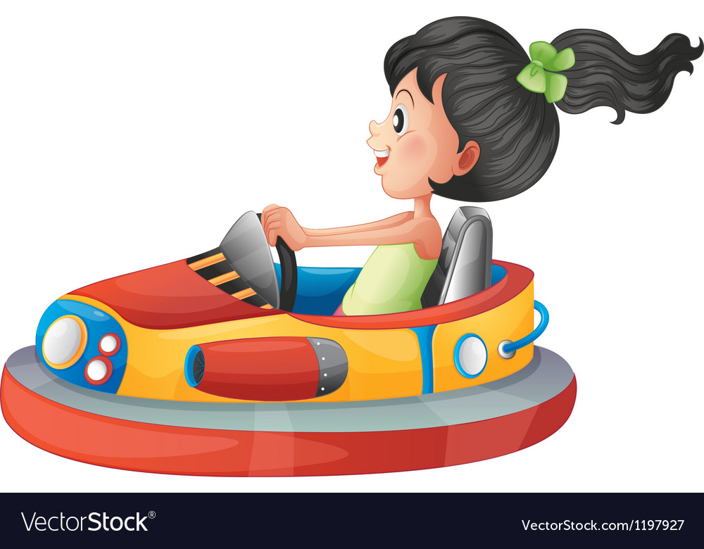 A girl driving bumpercar Royalty Free Vector Image