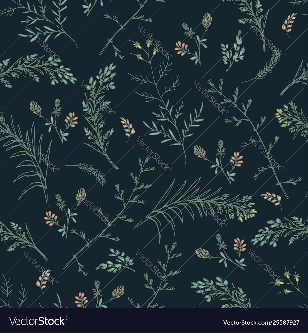 Abstract floral seamless pattern on dark