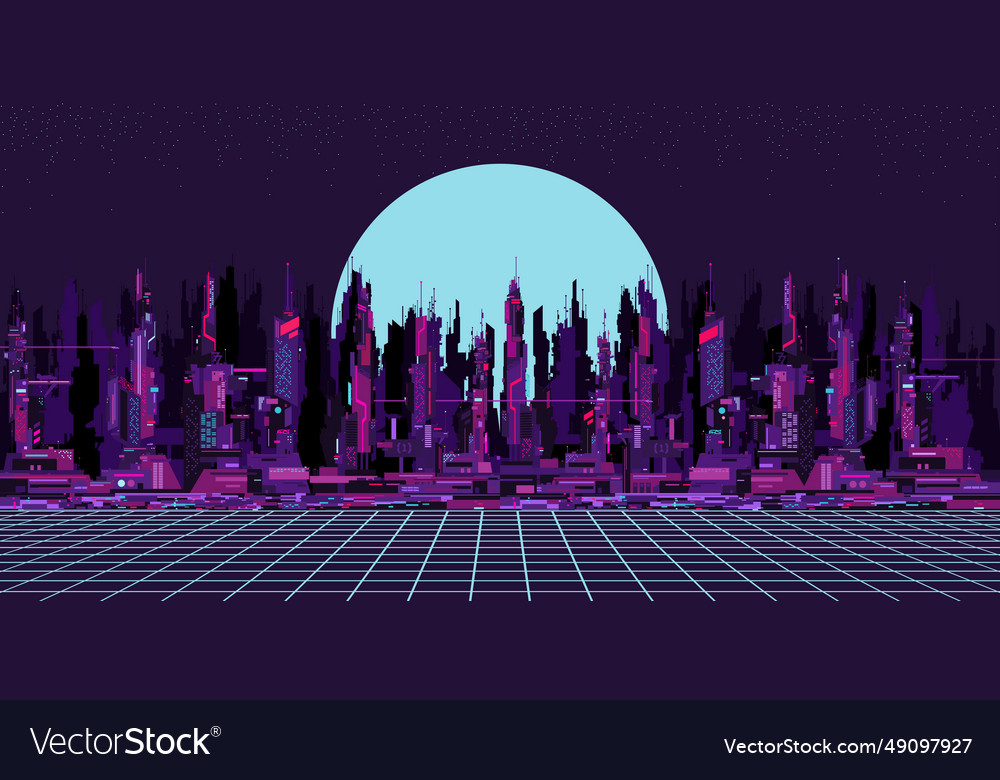 Abstract futuristic sci-fi cyber space city Vector Image