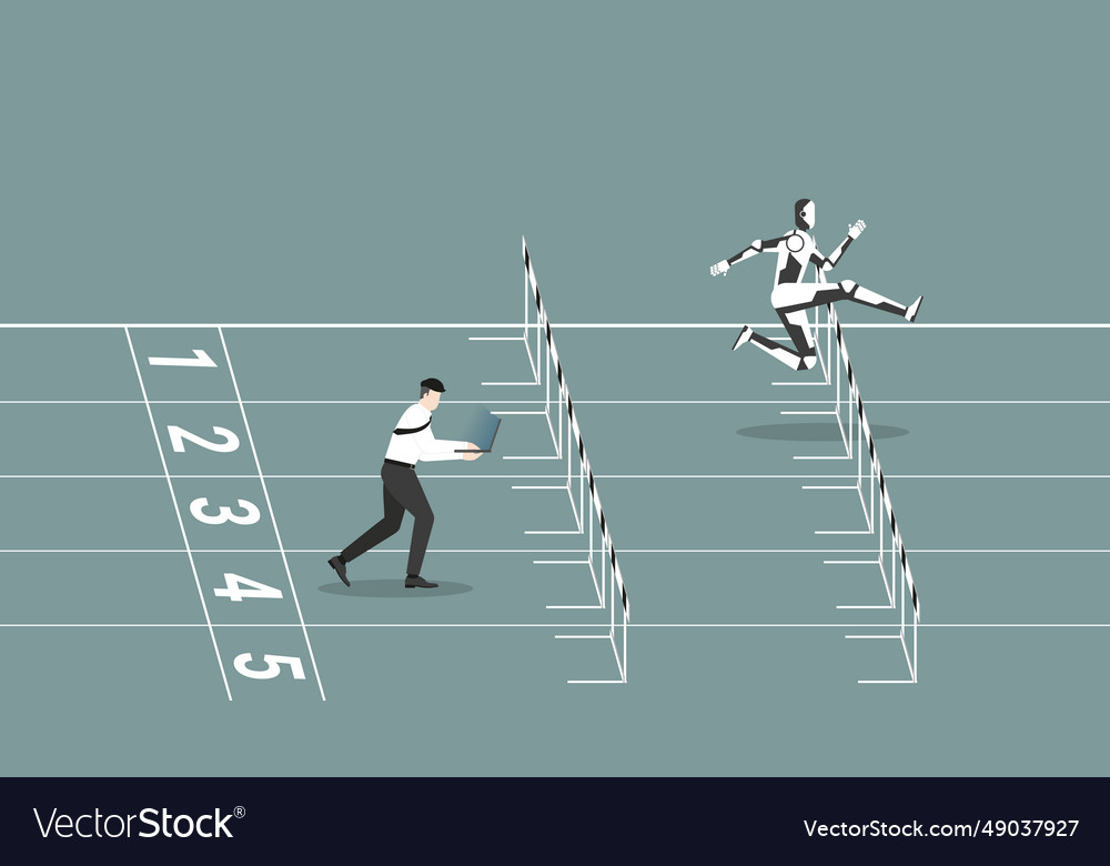 Ai Vs Human Battle Concept An Employee And Robot Vector Image Ai Vs Human Battle Concept An Employee And Robot Vector Image