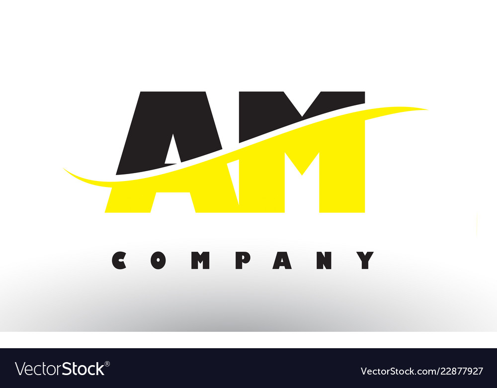 Am a m black and yellow letter logo with swoosh