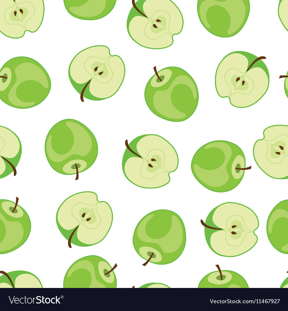 Apple seamless pattern green Royalty Free Vector Image