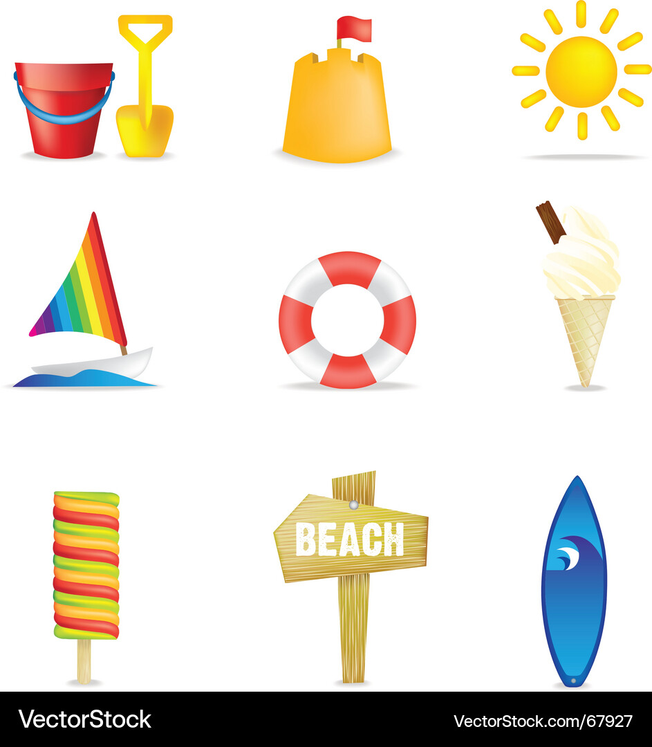 Beach icons Royalty Free Vector Image - VectorStock