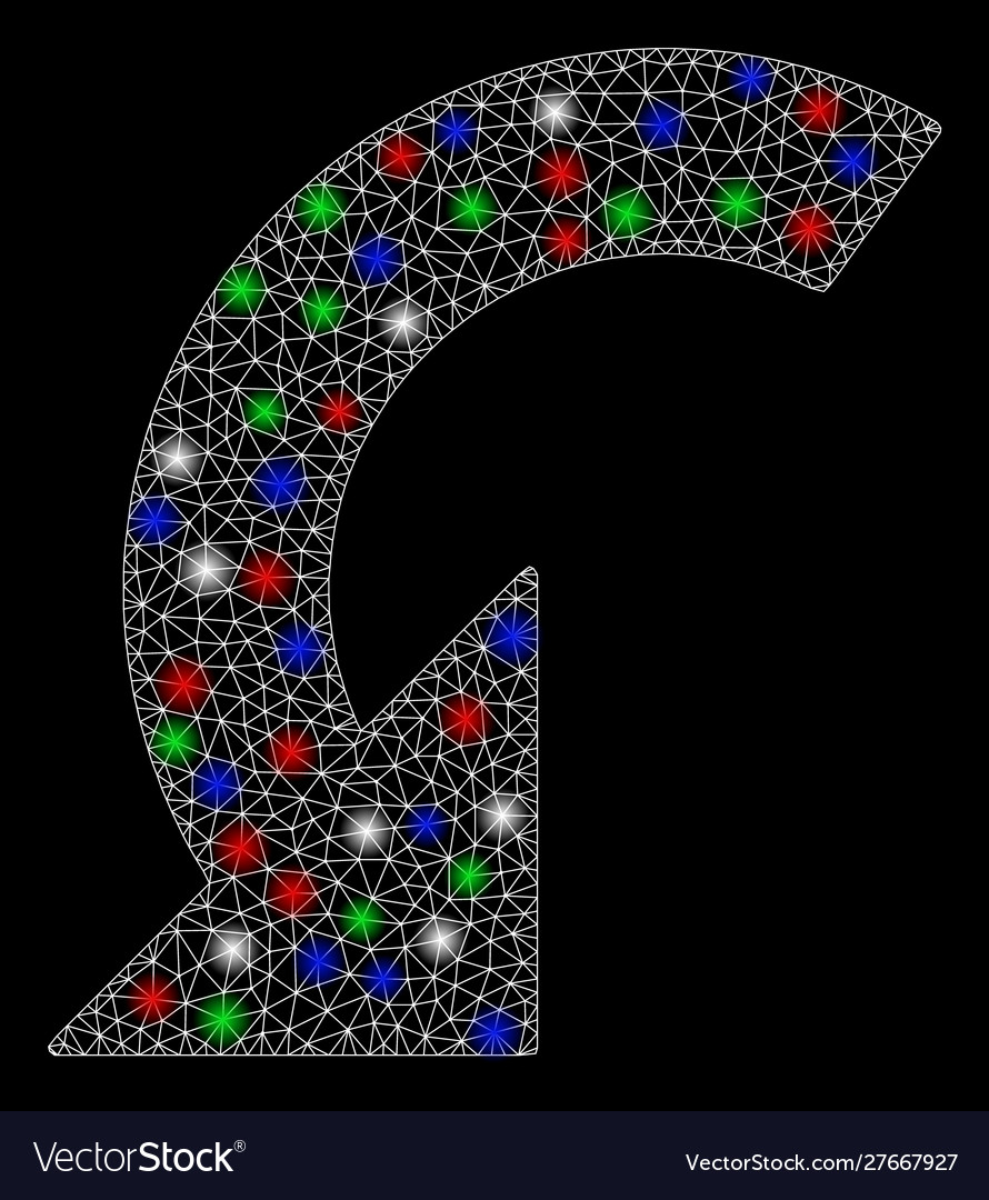 Bright mesh network rotate left with flash spots vector image Bright mesh network rotate left with flash spots