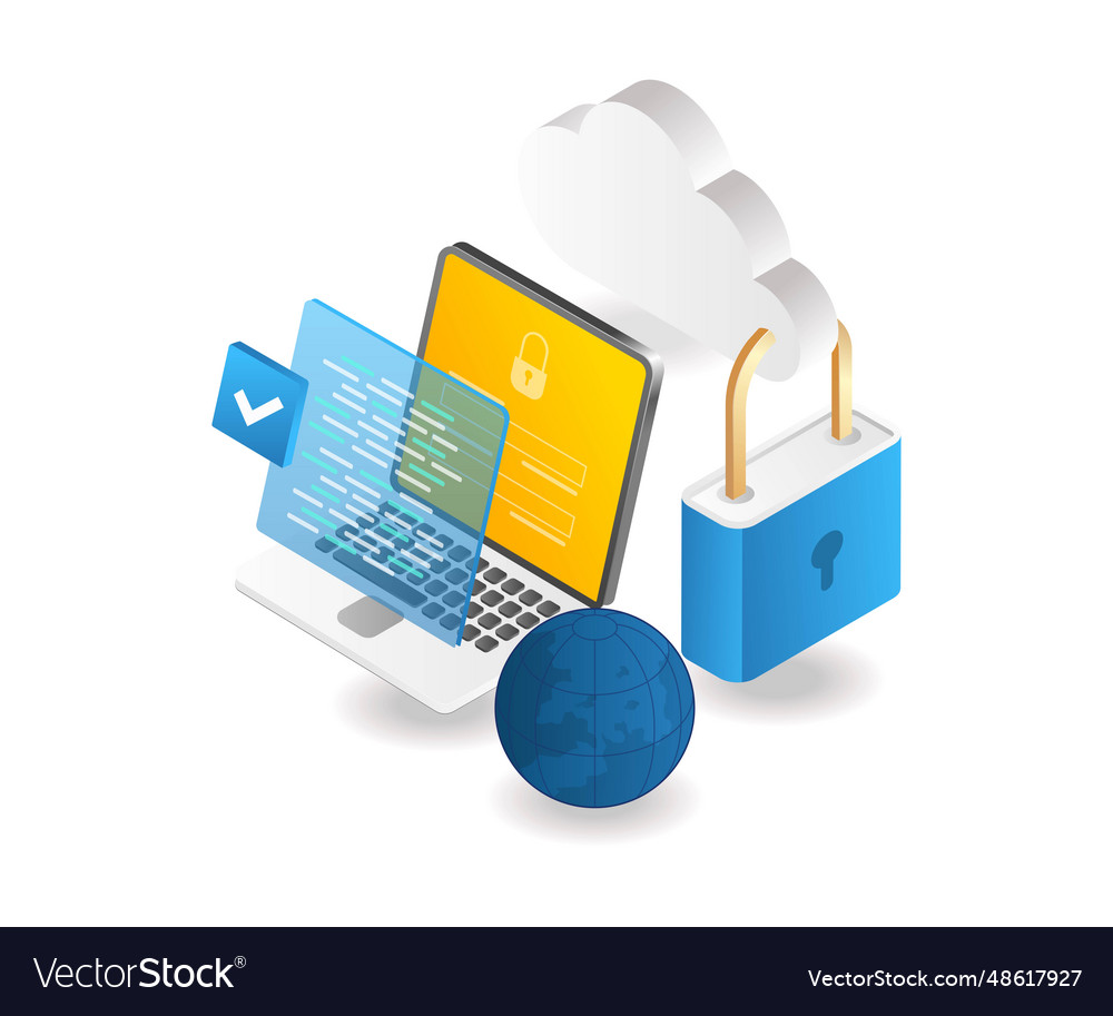 Sicherheitsprogramm für Cloud Server Vector Image Sicherheitsprogramm für Cloud Server