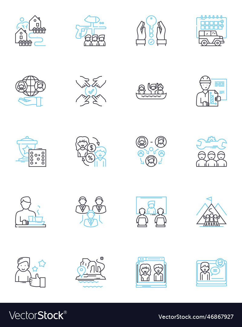 Communication and interaction linear icons set vector image Communication and interaction linear icons set