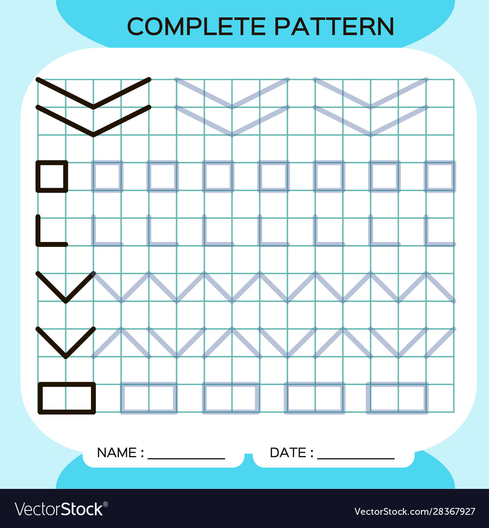 Complete pattern tracing lines activity for early vector image Complete pattern tracing lines activity for early
