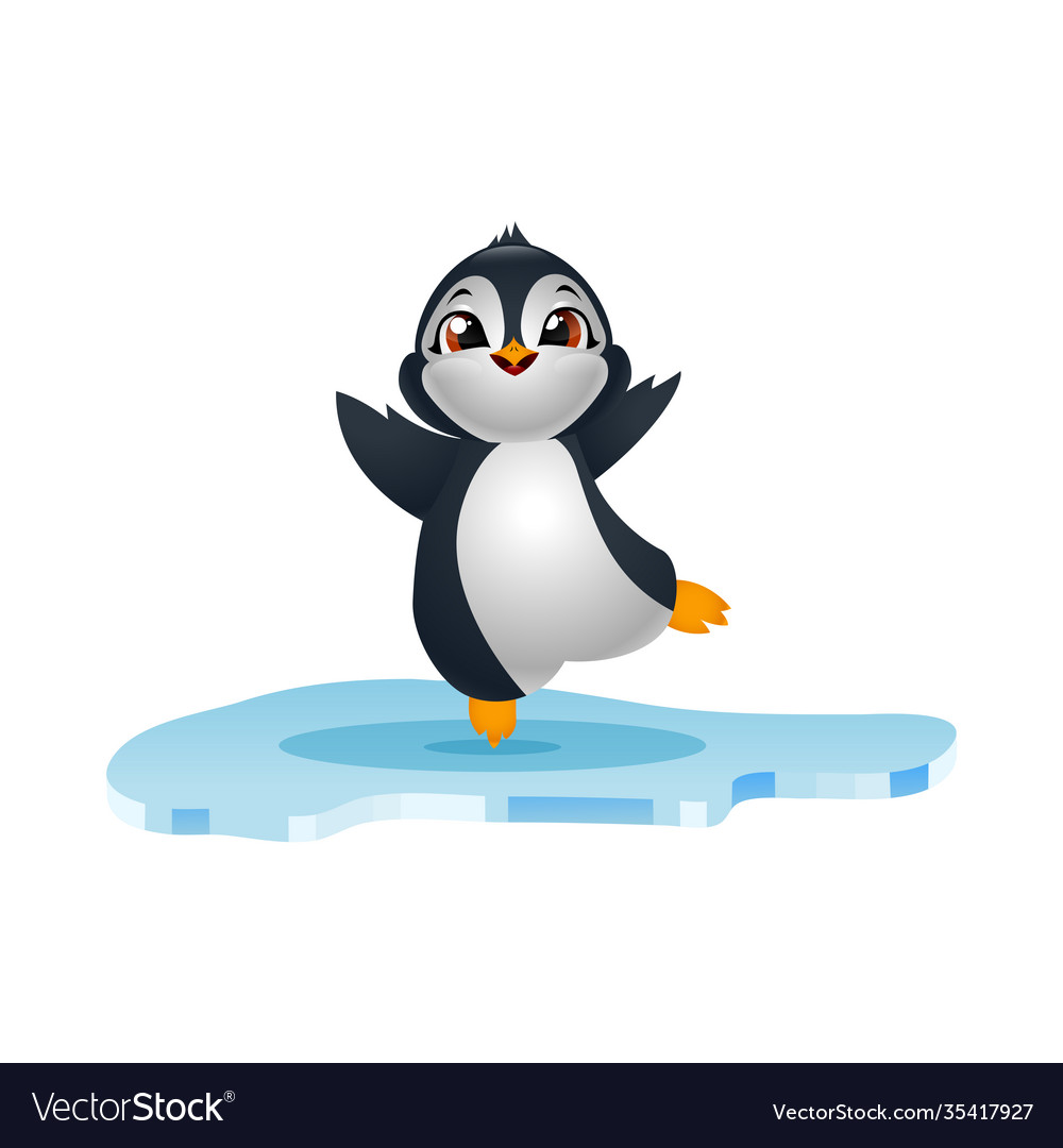 Cute penguins on ice floe