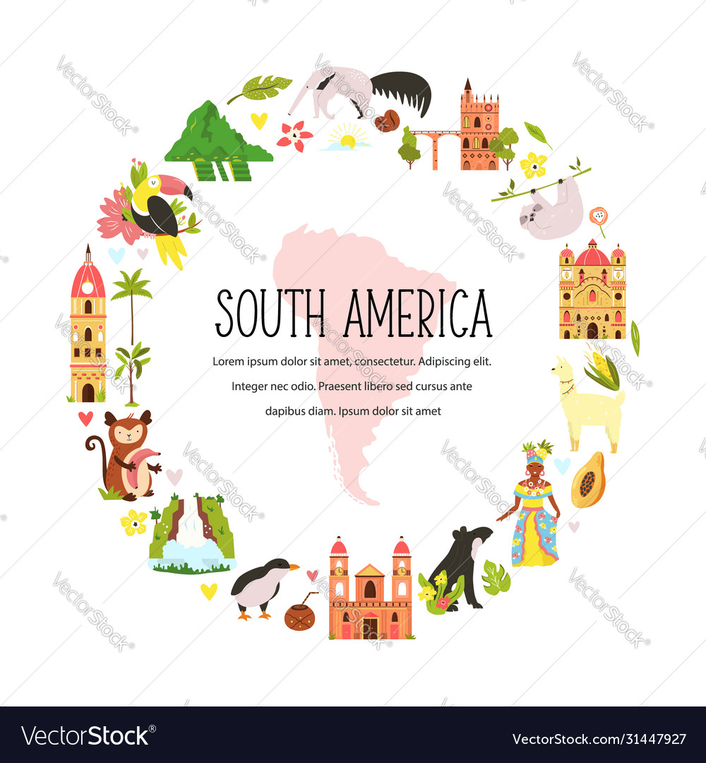 Decorative banner with symbols south america Vector Image