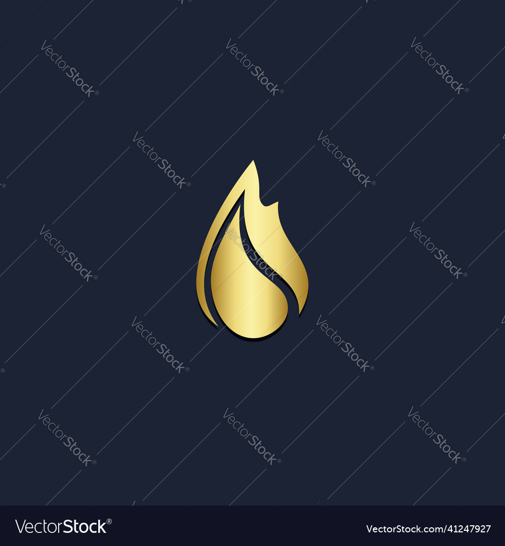 Droplet water abstract gold logo Royalty Free Vector Image