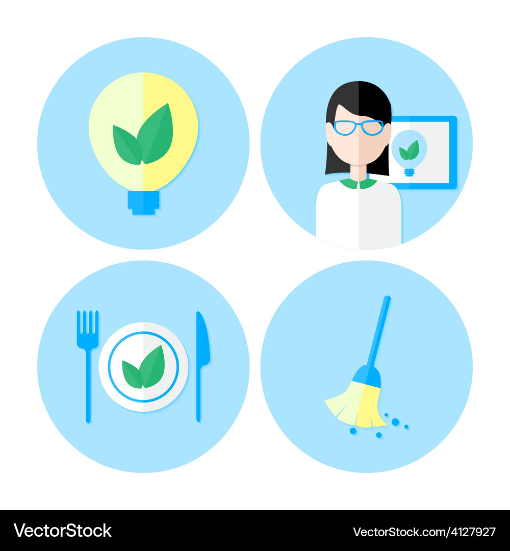 Ecology flat icon set Royalty Free Vector Image