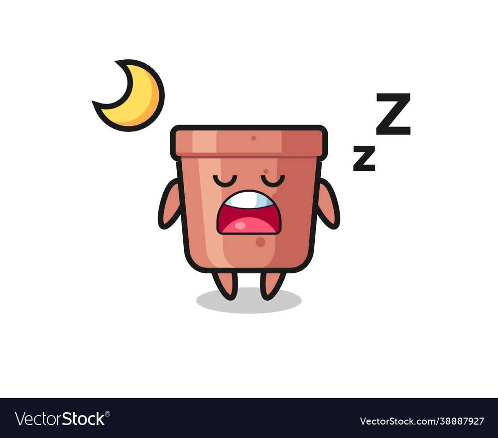 Flowerpot character sleeping at night