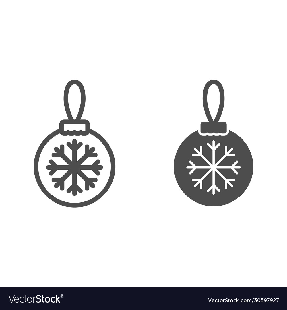 Glass tree toy with snowflake line and solid icon