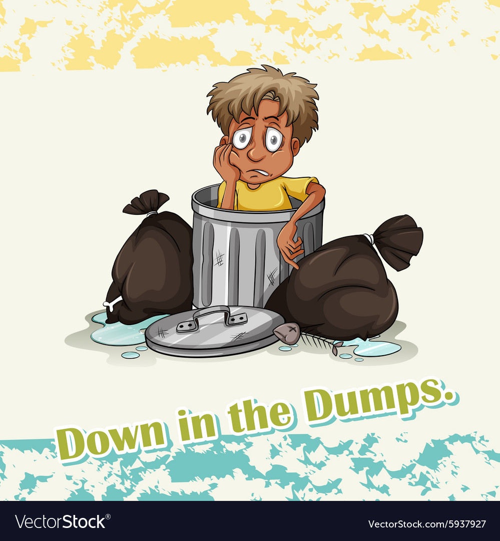 idiom-down-in-the-dumps-royalty-free-vector-image