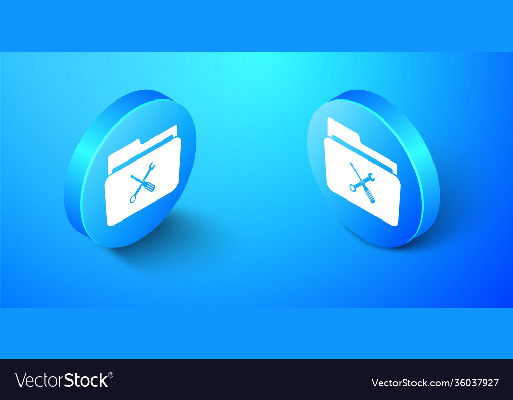 Isometric folder and tools or settings icon