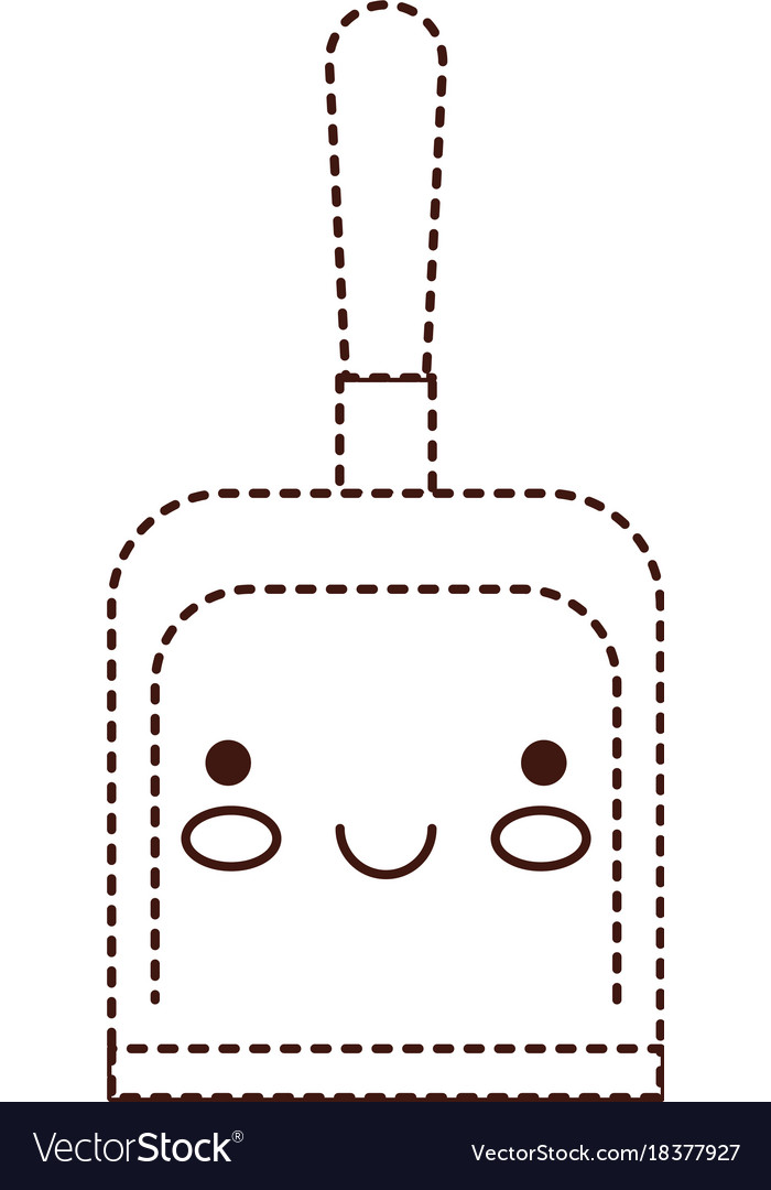 Kawaii hand dustpan top view in brown dotted