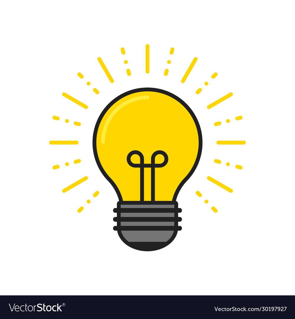 Light Bulb With Rays Shine Energy And Idea Symbol Vector Image 1180