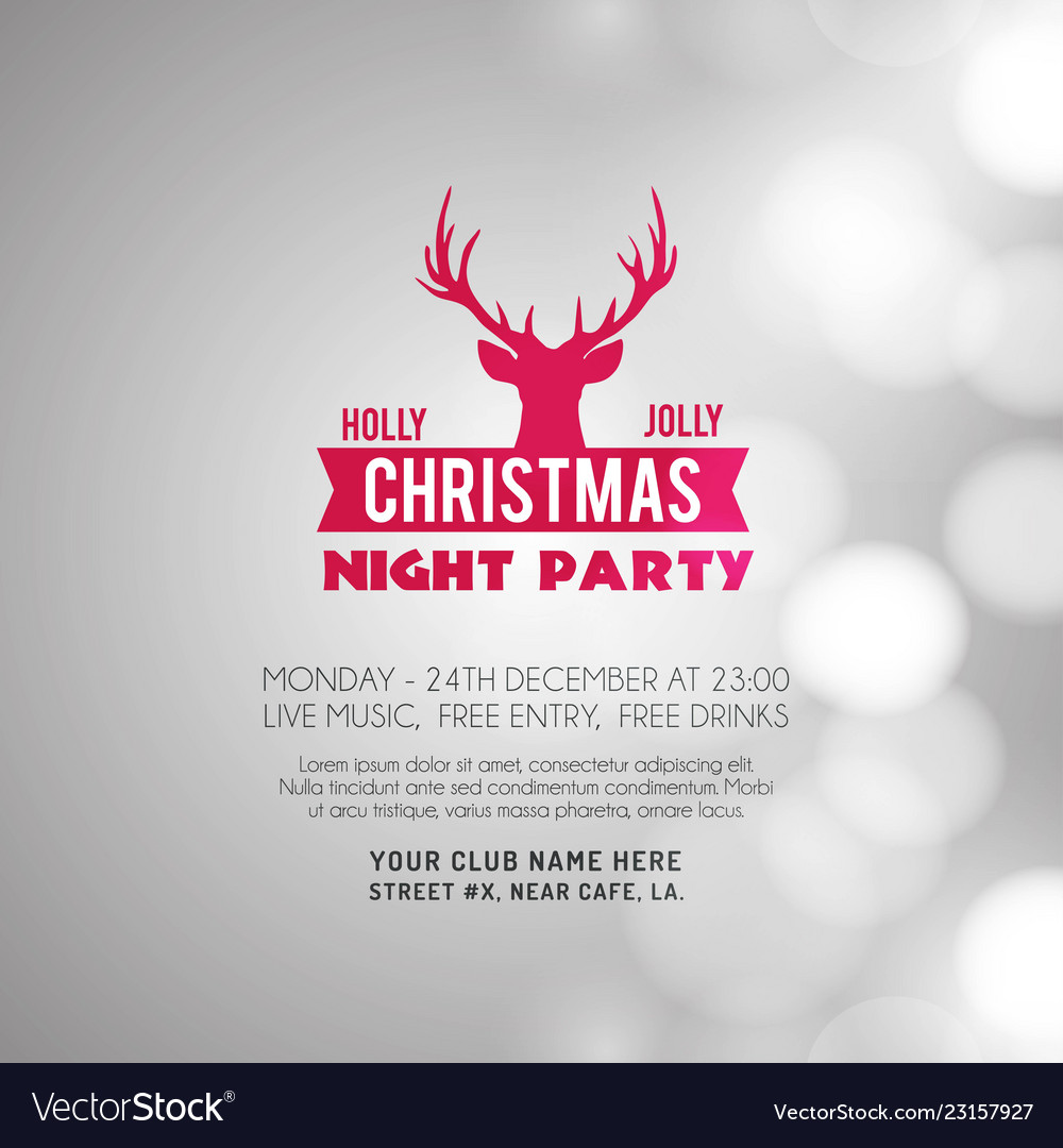 Merry Christmas Night Party Background Royalty Free Vector