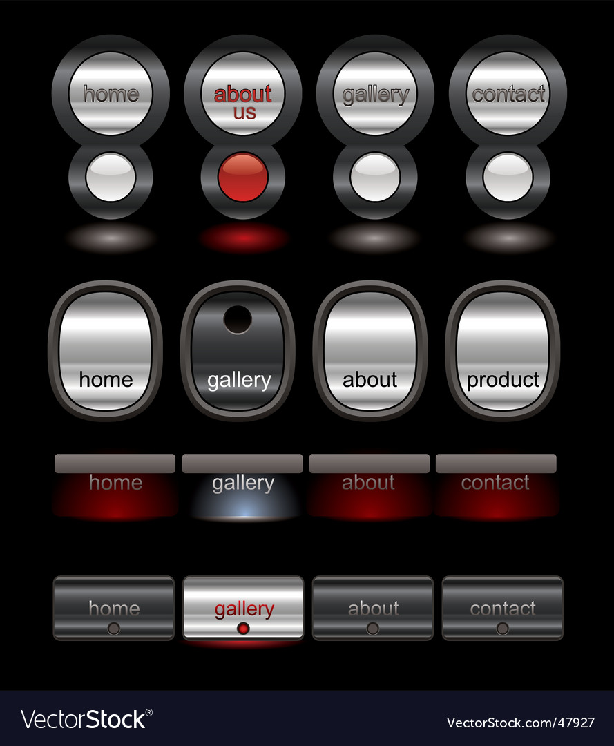 Modern Website Buttons - Metallic Style