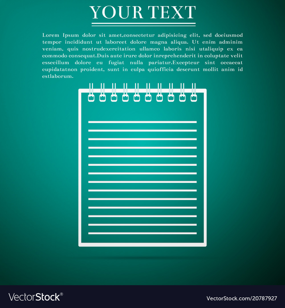Notebook icon isolated on green background