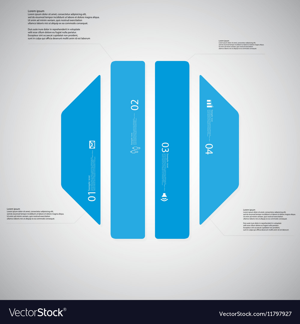 octagon template consists of four blue parts on vector image