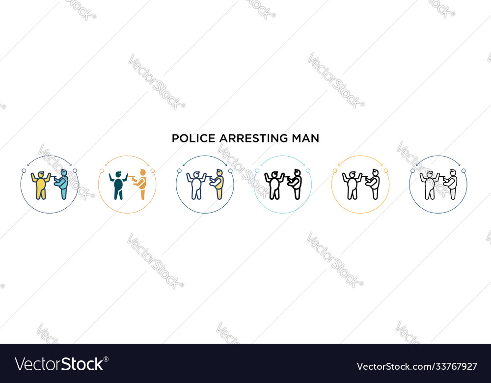 Police arresting man icon in filled thin line