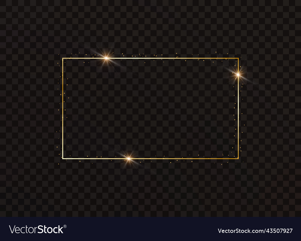 Rectangular gold frame with light effects