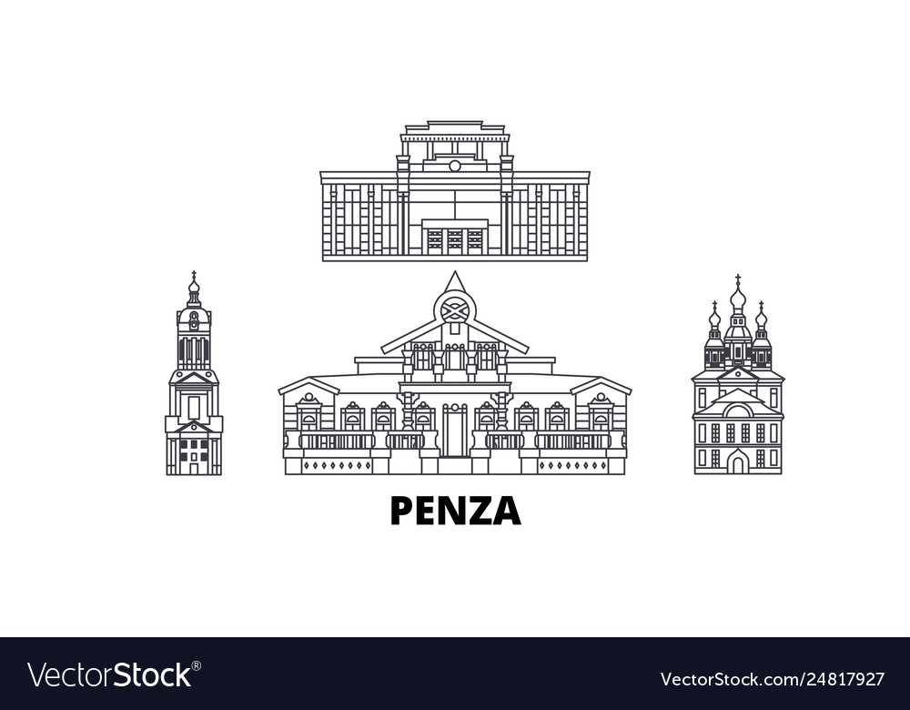 Russia penza line travel skyline set Royalty Free Vector