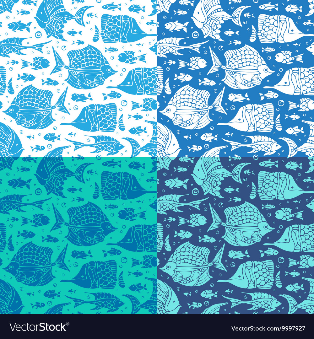 Set of seamless ocean patterns