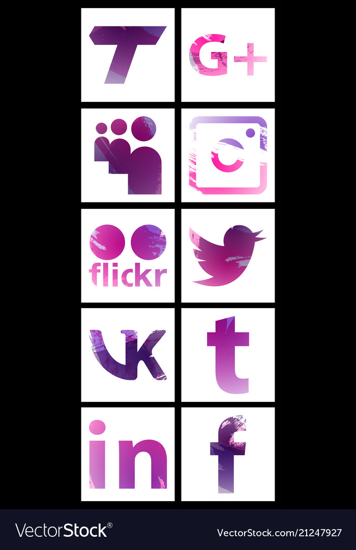 Set of social networking icons web design flat Vector Image Set of social networking icons web design flat