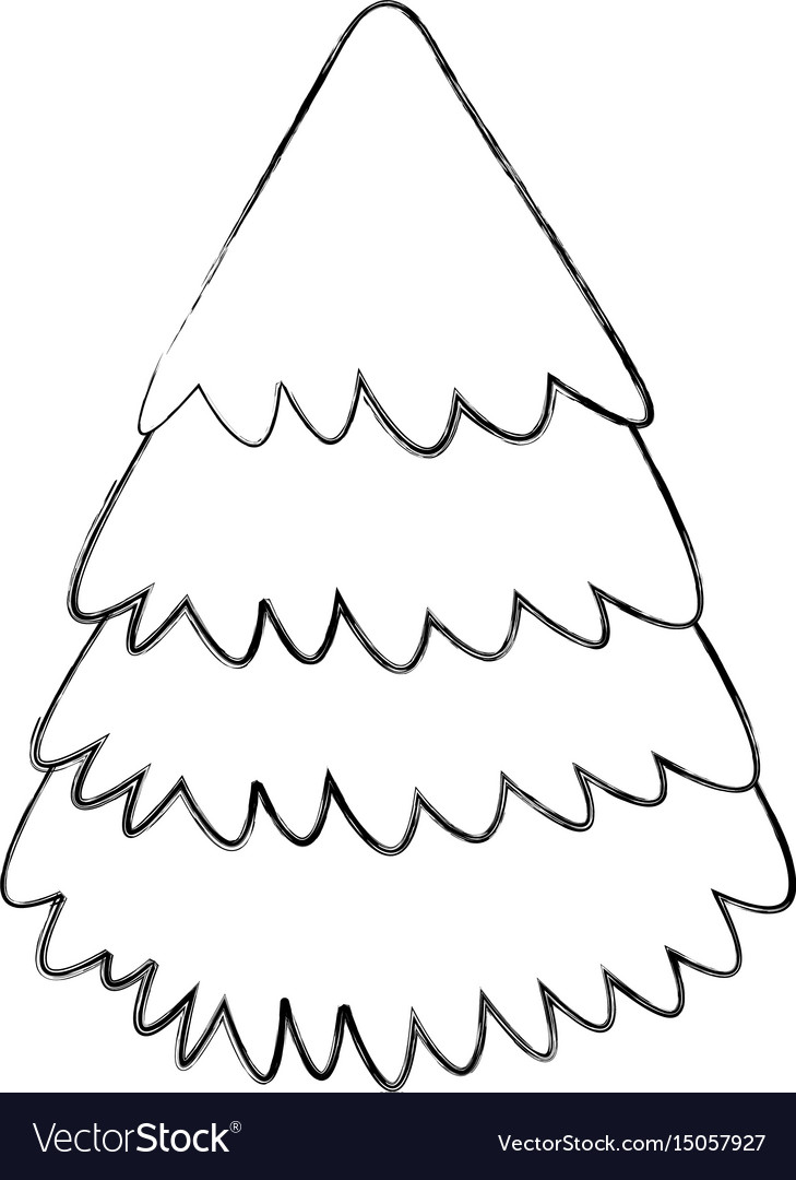 Sketch draw christmas tree Royalty Free Vector Image