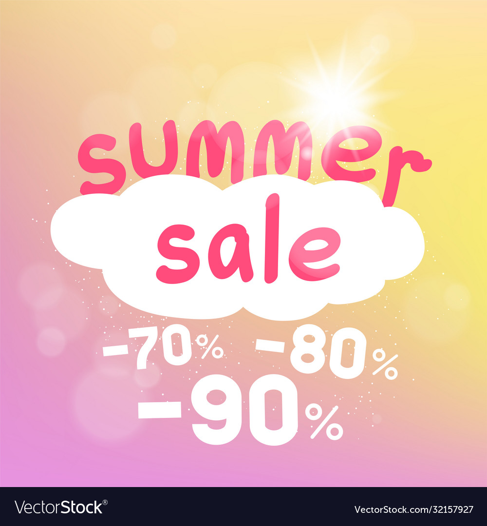 Summer sale discount falls from cloud vector image Summer sale discount falls from cloud
