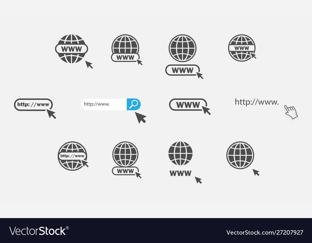 Www icons collection web site vector image Www icons collection web site