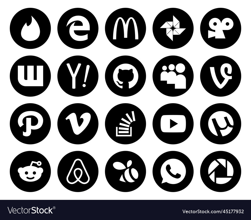 20 social media icon pack including overflow