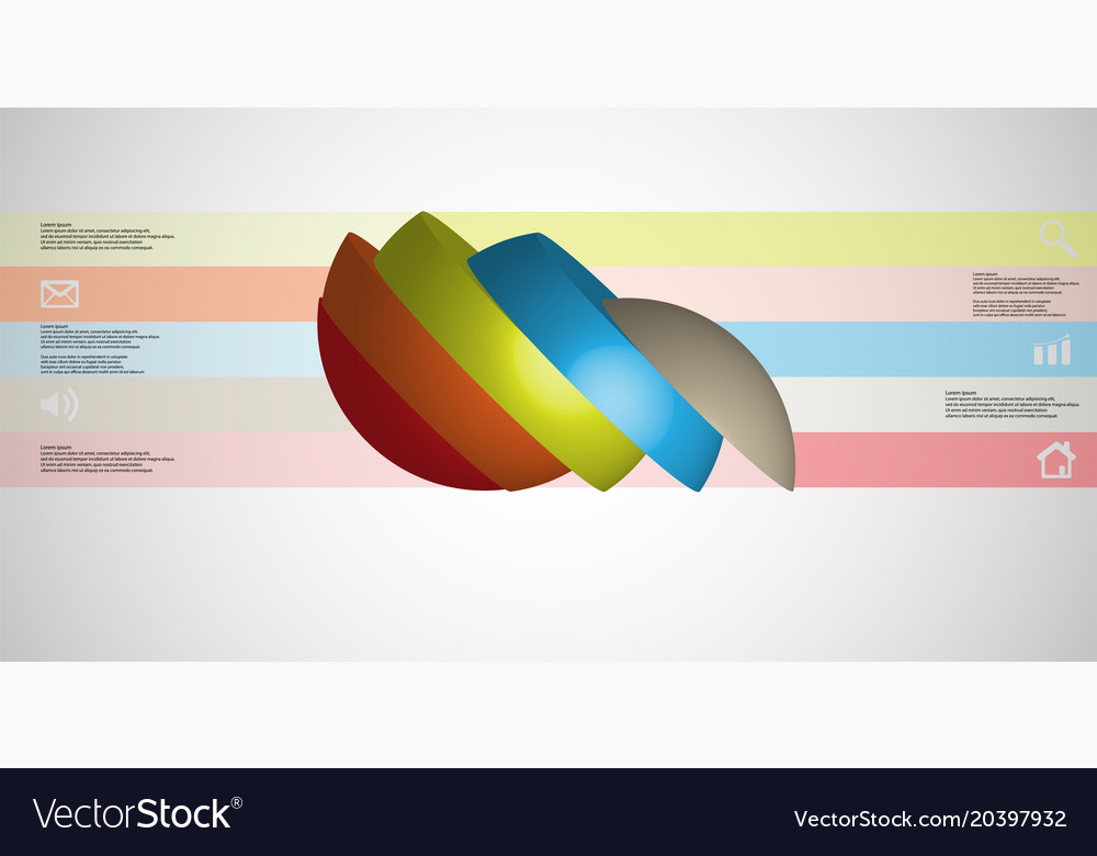 3d Infographic Vorlage mit Kugel geschnitten auf fünf