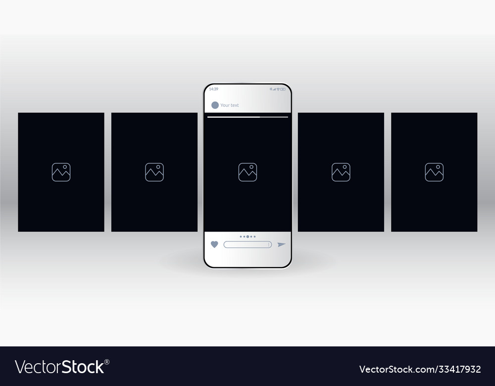 Black color ui template for social networks mobile vector image Black color ui template for social networks mobile