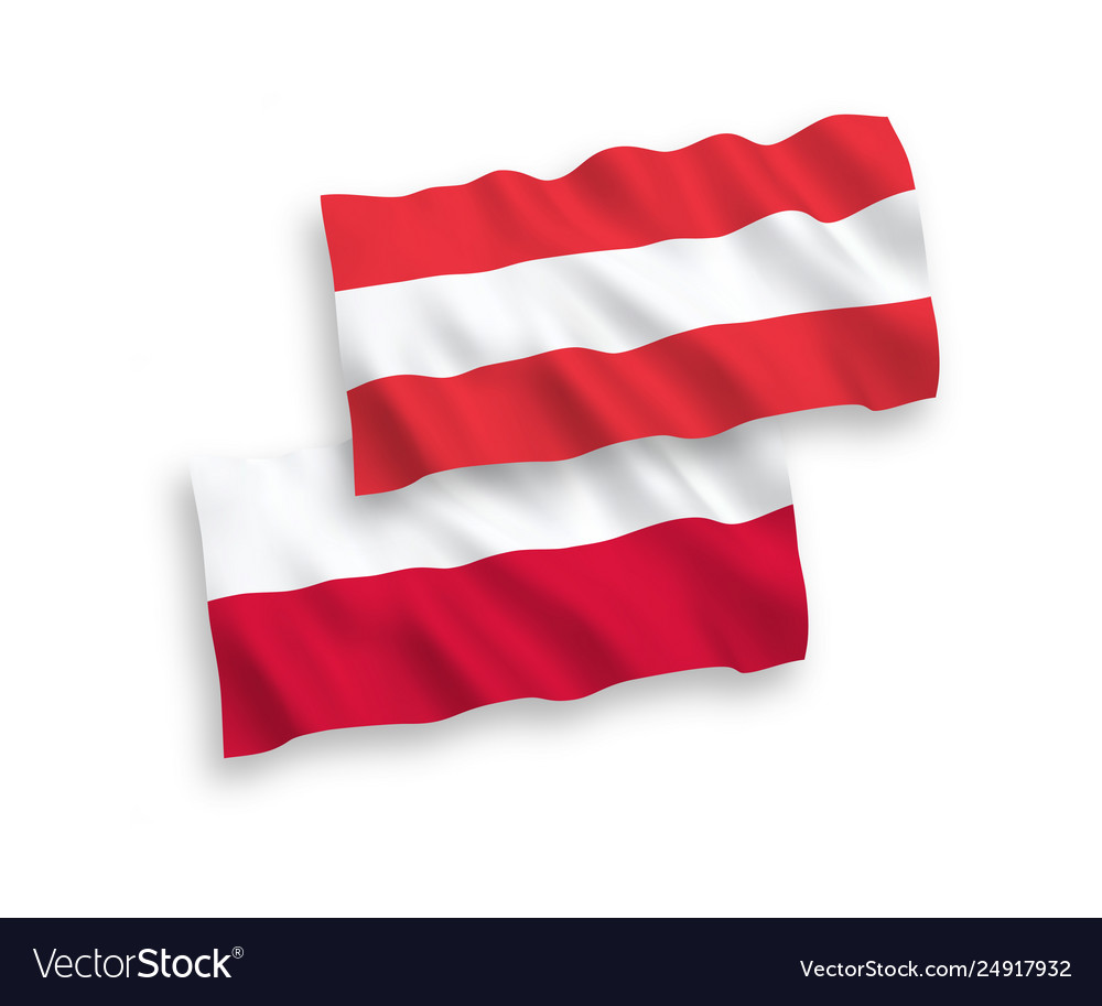 Flags austria and poland on a white background