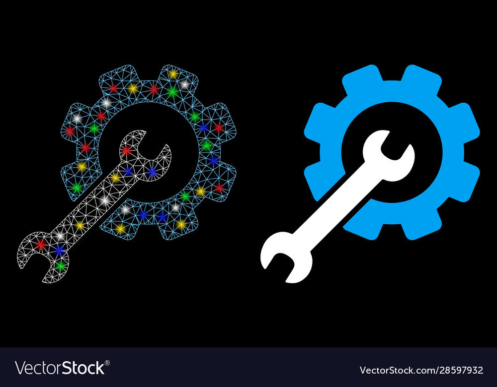Flare mesh wire frame setup tools icon with flash