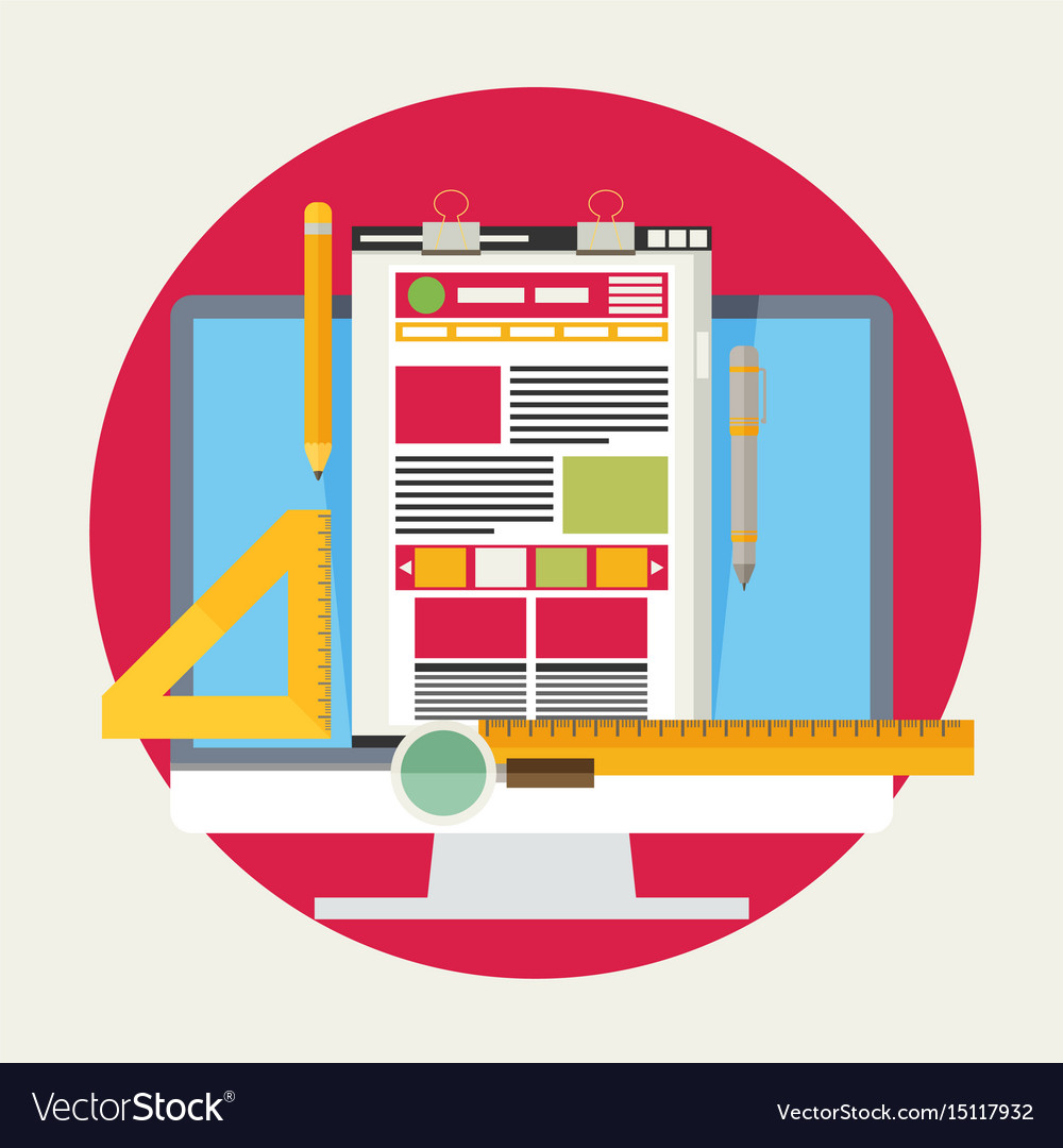 Flache Webdesign- und Entwicklungskonzepte