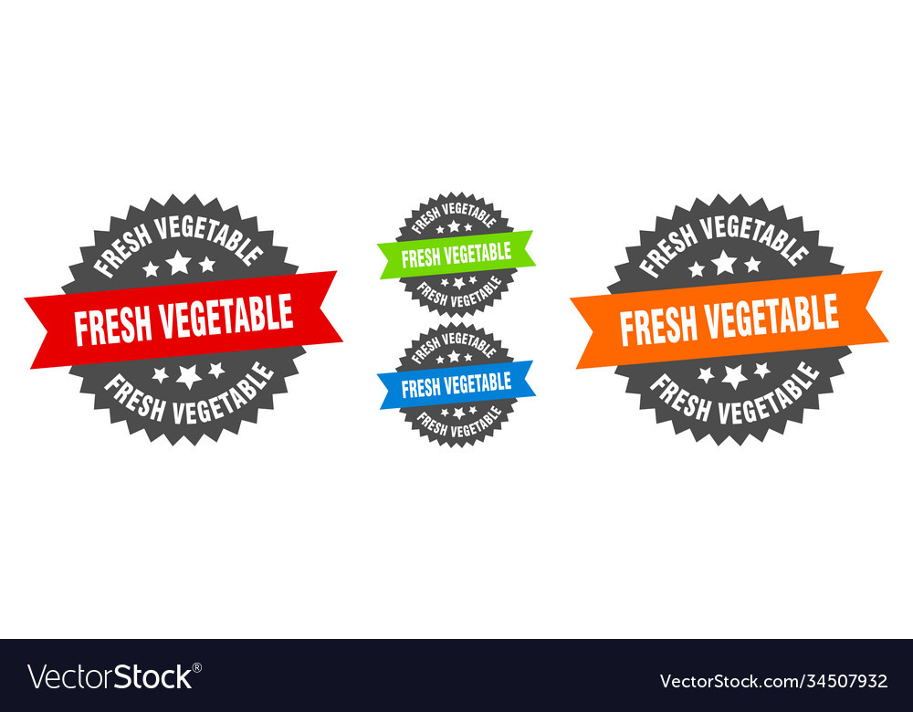 Fresh vegetable sign round ribbon label set seal