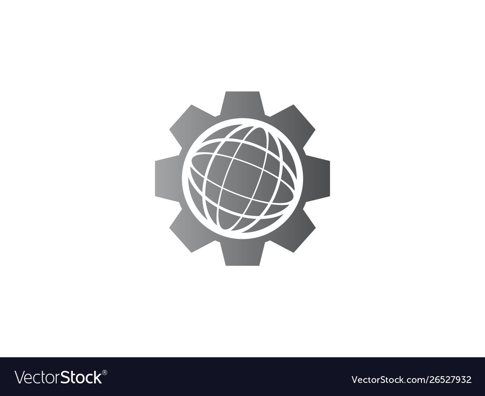 Gear globe international repair logo design Vector Image