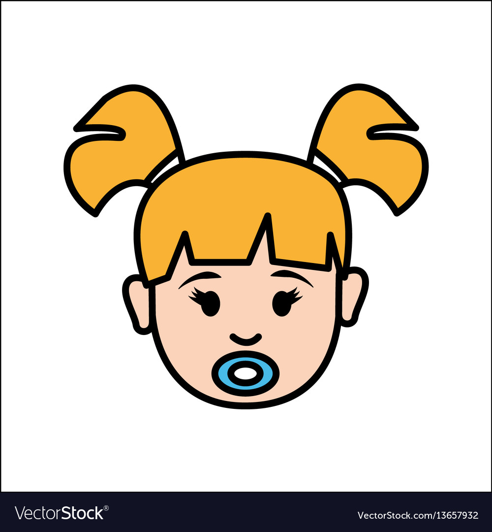 Girl baby face with pacifier avatar icon