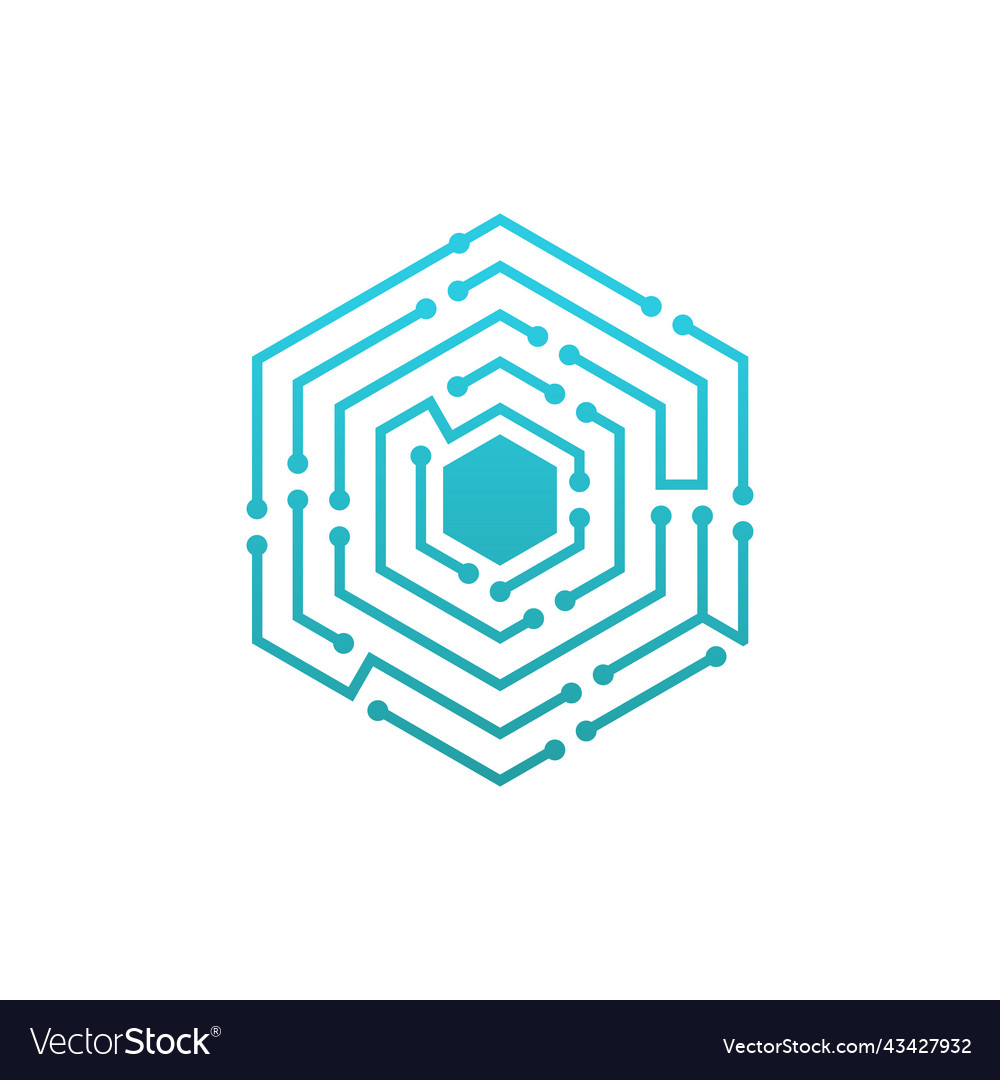 Hexagon technology logo Royalty Free Vector Image