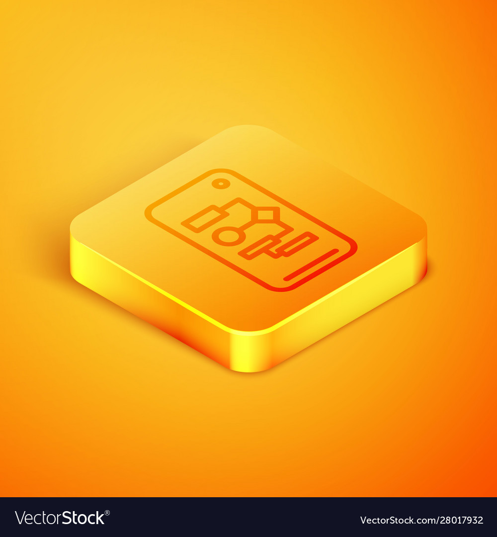 Isometric line algorithm icon isolated on orange