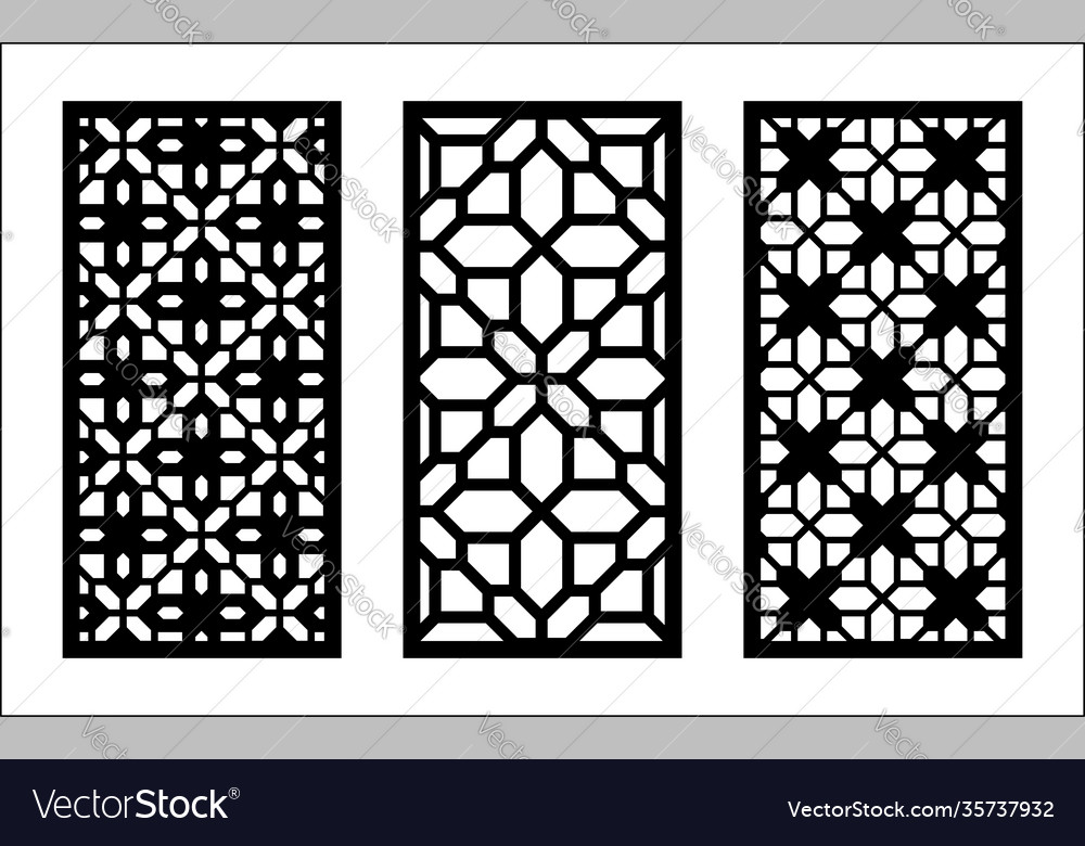 Laser pattern set decorative panels Royalty Free Vector