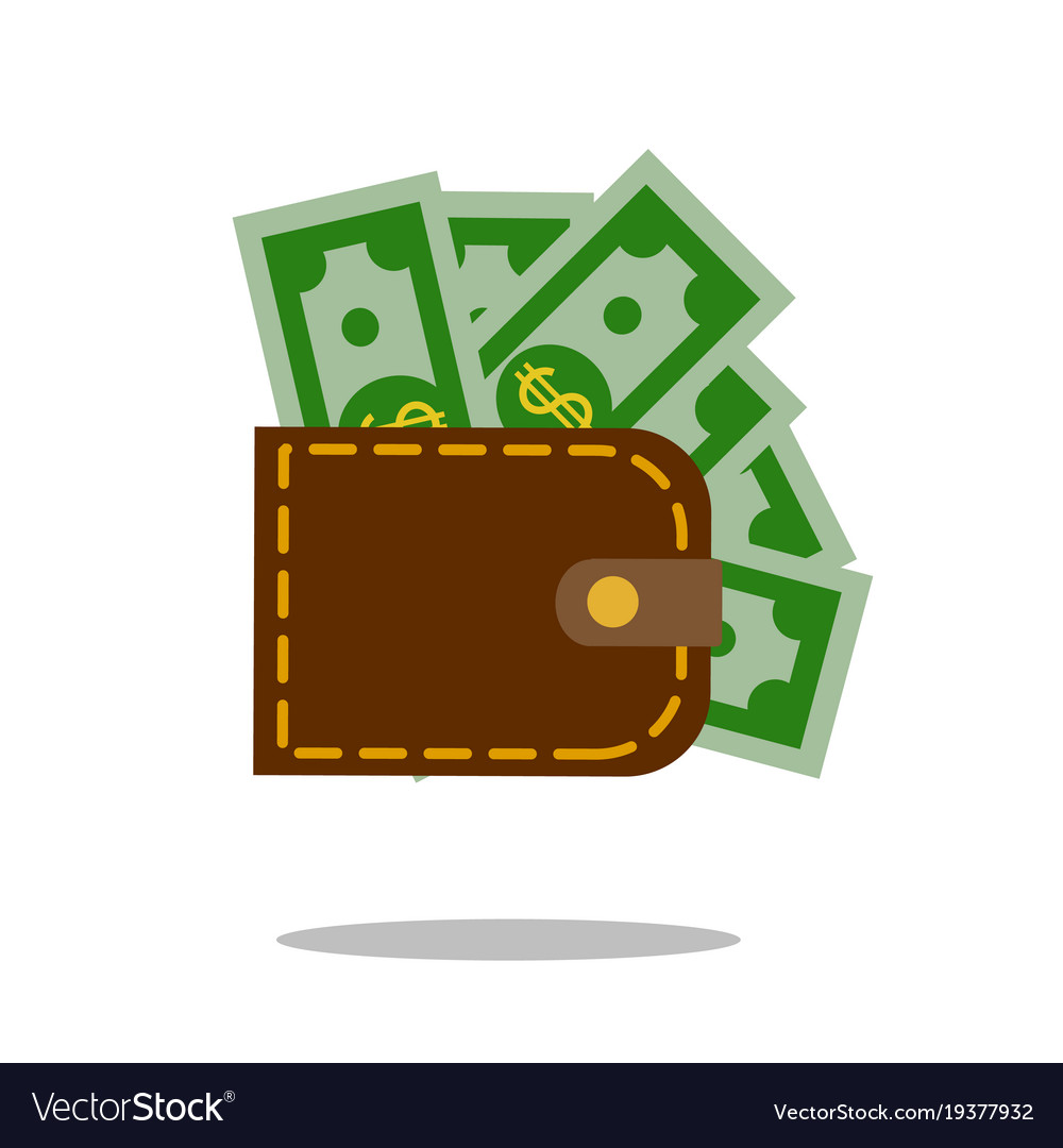 Leather wallet purse icon money sign Royalty Free Vector